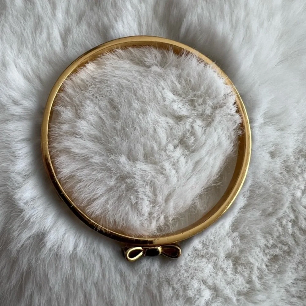 Kate Spade Take A Bow Black & Gold Bracelet | Enamel Bow | 7.5” Interior | GUC